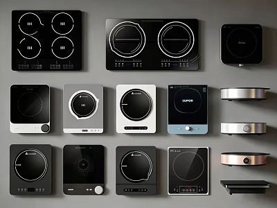 Kitchen Appliances Various Induction Cooktops With Modern Designs And Styles 3d model