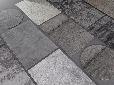 Modern Stylish Square Rugs With Neutral Tones And Various Textures For Interior Decor 3d model
