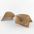 Unique Modern Leisure Chair With Interlaced Wooden Strips And Geometric Structure Design