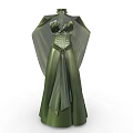Elven Mythical Creature Wearing Elegant Green Gown With Embroidered Collar And Flowing Sleeves