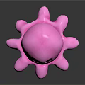 Pink Octopus Plush Toy with Black Eyes Smiling Face and Blue Edged Tentacles for Kids