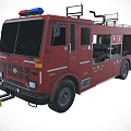 Highly Functional Red Fire Truck With Emergency Lights Ladder And Rescue Equipment