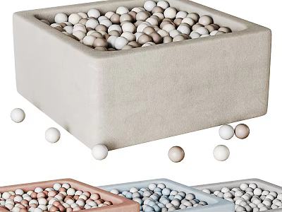Square Minimalist Storage Boxes Filled With Small Balls In Diverse Colors 3d model