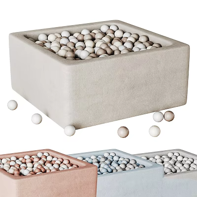 Square Minimalist Storage Boxes Filled With Small Balls In Diverse Colors 3d model