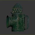 Character And Creature Themed Green Vintage Lamp With Conical Top Handle And Flared Opening
