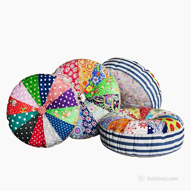 Colorful Bean Bag Chairs With Various Patterns For Comfortable Stylish Home Seating 3d model