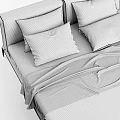 Modern Double Bed With Gray And White Bedding And Soft Plush Pillows 3d model