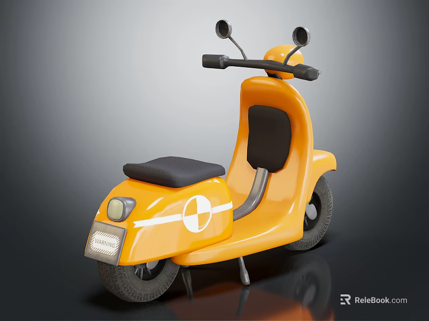Yellow Modern Scooter With Black Seat Front Headlight White Stripe And Circular Logo 3d model 