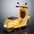 Yellow Modern Scooter With Black Seat Front Headlight White Stripe And Circular Logo