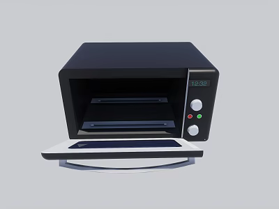 Black Microwave Oven With Open Door Control Panel Buttons And Display Screen 3d model