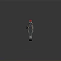 Futuristic Mechanical Weapon With Yellow Gray Body And Red Accent Details