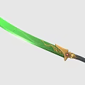Green Decorative Sword with Golden Dragon Pattern Black Handle and Red Gemstone