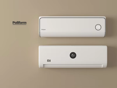 Haier And MI White Air Conditioner Fans With Modern Interior Design 3d model