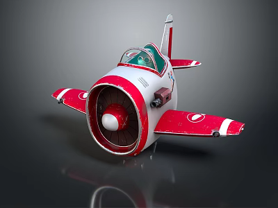 Red And White Vintage Passenger Aircraft With Propeller And Cockpit Cover 3d model