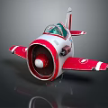 Red And White Vintage Passenger Aircraft With Propeller And Cockpit Cover
