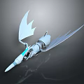Futuristic Mechanical Dragon 3D Model Featuring Streamlined Design White Wings And Blue Glowing Details