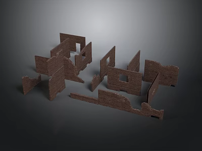Scene Construction Components With Brown Brick Design For Modular Building Structures 3d model