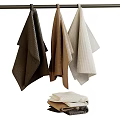 Waffle Texture Towels in Neutral Tones Both Hanging And Folded For 3d model