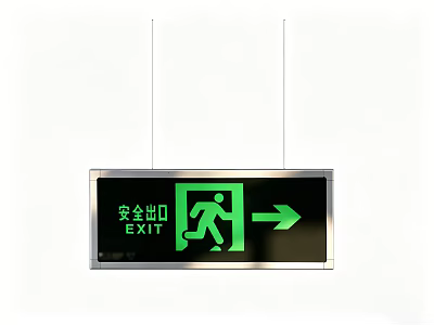 Fire Safety Equipment Safety Exit Sign With Green Illuminated Emergency Exit Indicator 3d model