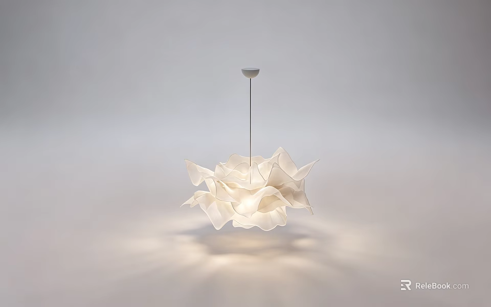 Unique Shaped White Pendant Light With Flower Petal Design And Soft Light Projection 3d model 