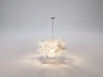 Unique Shaped White Pendant Light With Flower Petal Design And Soft Light Projection 3d model