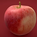 Fresh Red Apple With Yellow Stem Yellowish Hue And Small Dots On Red Background