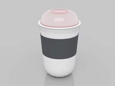 Stylish White Cup with Pink Lid and Gray Sleeve Modern Design for Daily Use 3d model