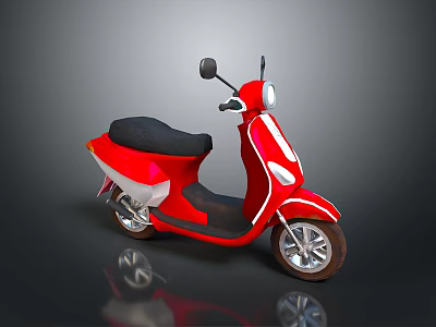Red Scooter With Black Seat Modern Design Sleek Body And Headlight Wheels 3d model