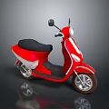 Red Scooter With Black Seat Modern Design Sleek Body And Headlight Wheels