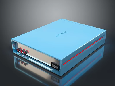 Electronic Device In Blue With Modern Design Red Accent And Multiple Ports 3d model