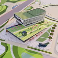 Modern Sales Office Building With Green Landscape Open Plaza And Architectural Design