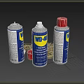 WD40 Spray Cans With Cleaning Cloth Red Cap And Small Lids 3d model