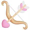 Cute Decorative Ornament Set With Golden Bow Arrow Pink Heart And Feathers