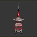 Ancient Traditional Carriage With Red Roof Decorative Elements And Black Wheels