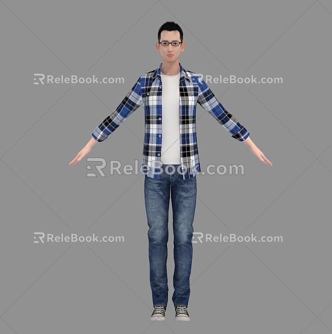 Realistic men, young staff, handsome passers- 3d model