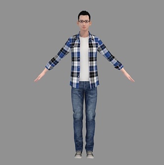 Realistic men, young staff, handsome passers- 3d model