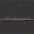 3D Model Of Warship With Gray Hull And Red Bottom