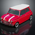 Vintage Red Small Car With White Roof Classic Design And Retro Style Shiny Exterior