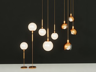 Light Luxury Lamps Combination Metal Spherical Lamps 3d model