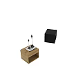 Modern Light And Dark Wood Bedside Tables With Metal Lamps And Drawer