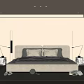 Modern Bedroom Interior Design With White Bed Gray Bedding Large Window And Green Trees View