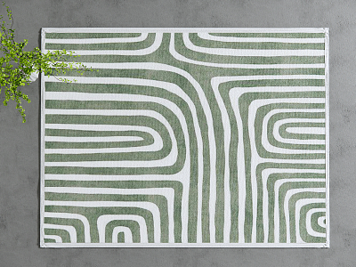 Modern Square Carpet Blanket Long Carpet Green Plant Geometric Carpet model