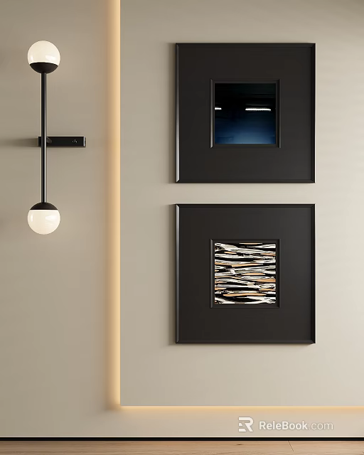 Abstract Painting In Black Frame For Modern Wall Decor And Minimalist Interior Design 3d model 