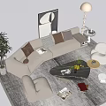 Modern Sofa Coffee Table Combination Lazy Sofa Multiplayer Sofa Floor Lamp 3d model