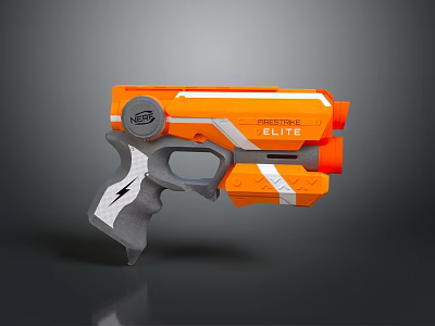 NERF Elite Orange And Gray Pistol Style Toy Blaster With White Stripes And Lightning Pattern 3d model