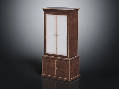 Classic Wooden Cabinet With Glass Front Doors And Lower Storage Compartment Furniture 3d model