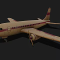 Vintage Passenger Plane with Cream Colored Fuselage Red Accents and Propeller Engine