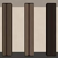 Three Modern Wooden And Dark Colored Columns In Minimalist Interior Design