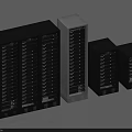 Multiple Black And White Computer Server Racks With Network Equipment For Data Center