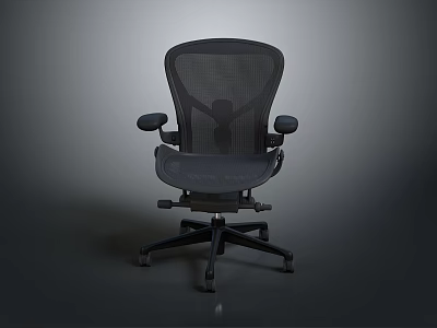 Modern Ergonomic Office Chair Featuring Mesh Backrest Armrests And Rolling Base 3d model